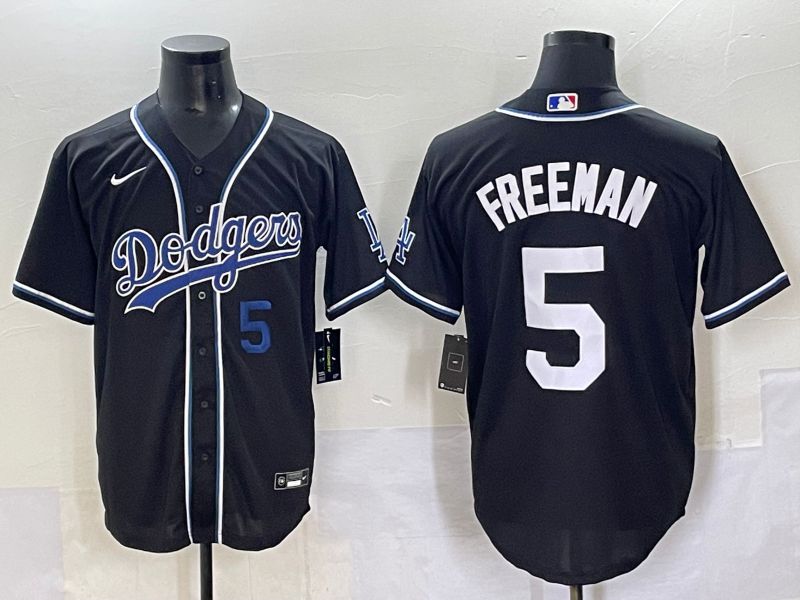 Men 2025 Los Angeles Dodgers 5 Freeman Black Three generations Fashion Nike MLB Jersey style 7043